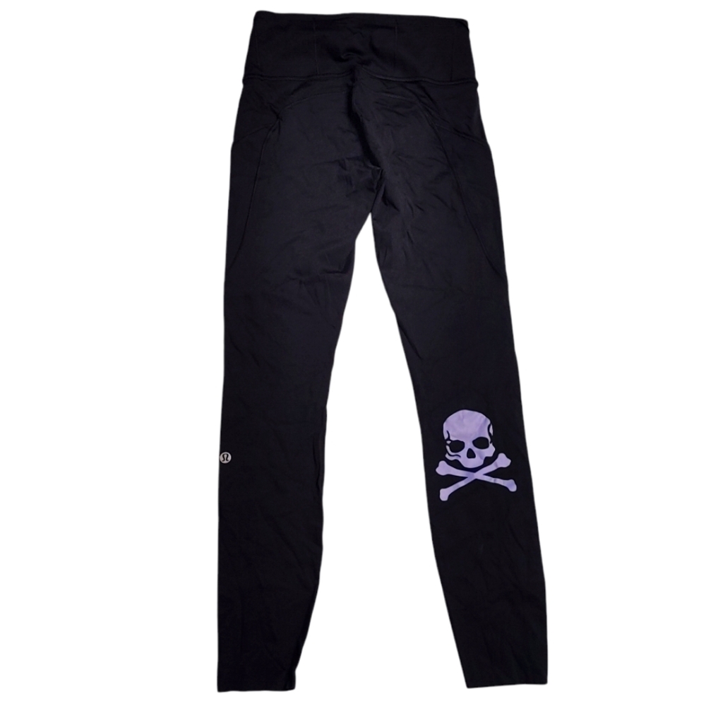 lululemon athletica Black Leggings with Purple Skull Graphic
